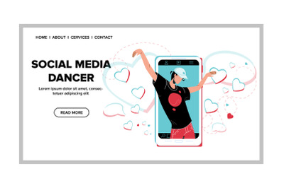 Social Media Dancer Performing Dance Online Vector