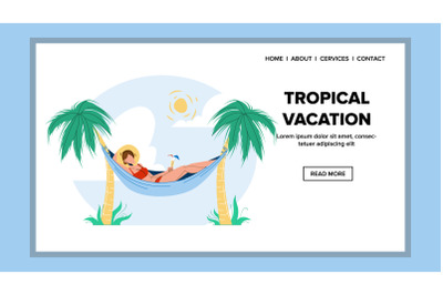 Tropical Vacation And Relax On Hammock Vector