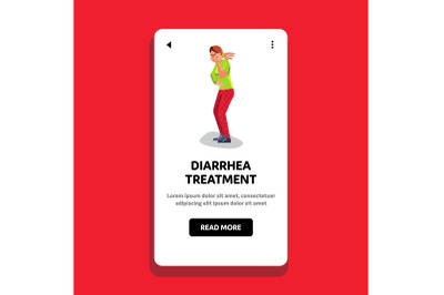 Diarrhea Treatment And Stomachache Girl Vector Illustration