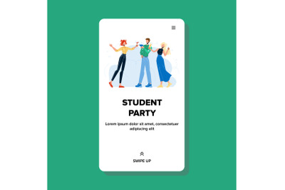 Student Party Happy Friends Drinking Drinks Vector