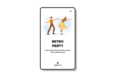 Retro Party Dancing Young Man And Woman Vector