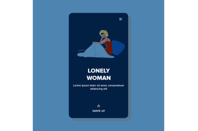 Lonely Woman Sitting In Bed And Stressing Vector