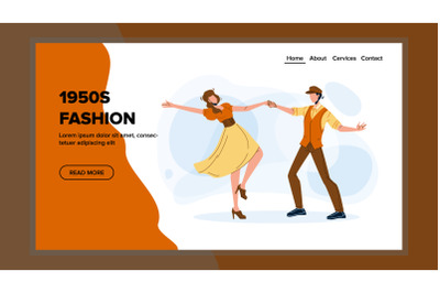 1950s Fashion Dancing Party Leisure Time Vector