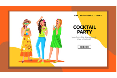 Cocktail Party In Dance Night Club Leisure Vector