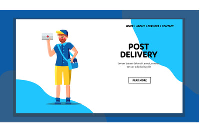 Post Delivery Service Postman With Letter Vector