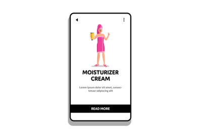 Moisturizer Cream Package Holding Girl Vector Illustration