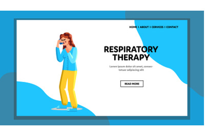 Respiratory Therapy Equipment Illness Girl Vector Illustration