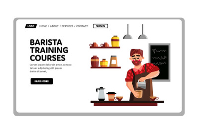 Barista Training Courses Brewing Coffee Vector Illustration