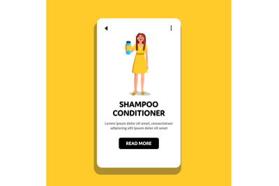 Shampoo Conditioner Bottle Showing Woman Vector Illustration