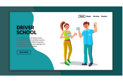 Driver School Students Show Driving License Vector