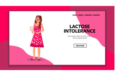 Lactose Intolerance Suffering Young Woman Vector Illustration