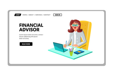 Financial Advisor Work In Office Workplace Vector