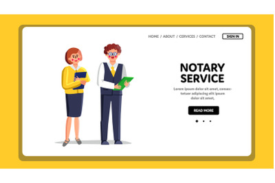 Notary Service Professional Lawyers Workers Vector Illustration