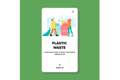 Organic And Plastic Waste Human Sorting Vector