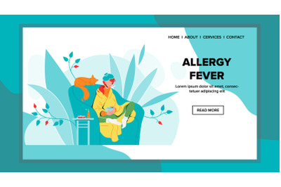 Allergy Fever Illness Woman Sit In Chair Vector