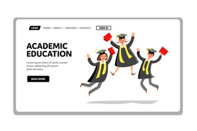 Academic Education Graduate Celebration Vector Flat Illustration