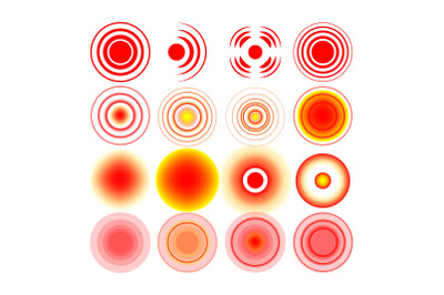 Throat Pain Circle Or Localization Mark Set Vector