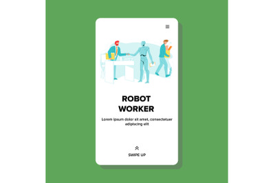 Robot Worker Handshake Boss Cyber Employee Vector