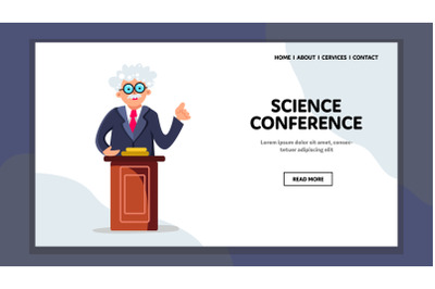 Science Conference Professor Talking Report Vector Illustration