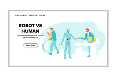 Robot Vs Human Future Replacement Conflict Vector