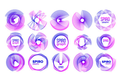 Spirograph Abstract Ornamental Symbols Set Vector Illustrations