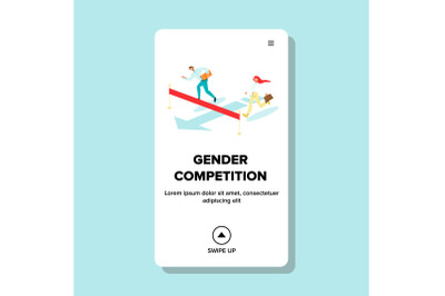 Gender Competition Man And Woman Running Vector