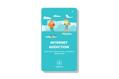 Internet Addiction And Humanity Degradation Vector Illustration