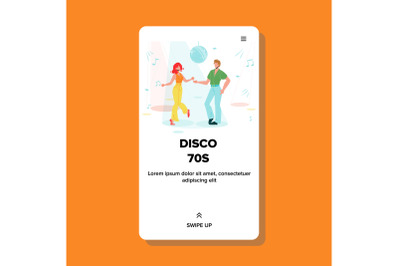 Disco 70s Dancing Couple Club Dance Floor Vector