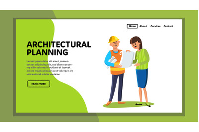 Architectural Planning Architect And Client Vector Illustration