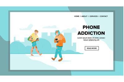 Phone Addiction And Degradation Problem Vector Illustration