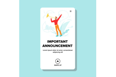 Important Announcement Trumpeter Signals Vector Flat Illustration