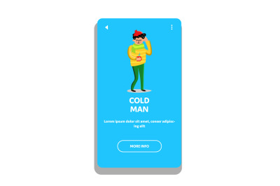 Cold Man With High Temperature And Headache Vector