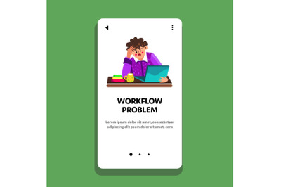 Workflow Problem Stressed Employee Man Vector Illustration