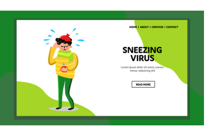 Sneezing Virus Respiratory Disease Man Vector Illustration