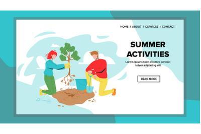 Summer Activities In Garden Or Public Park Vector