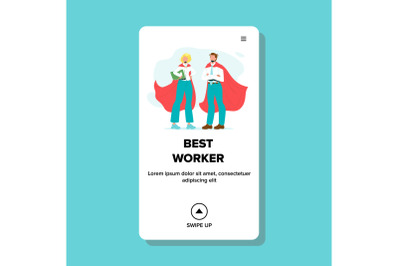 Best Worker Businesspeople Wear Hero Suit Vector