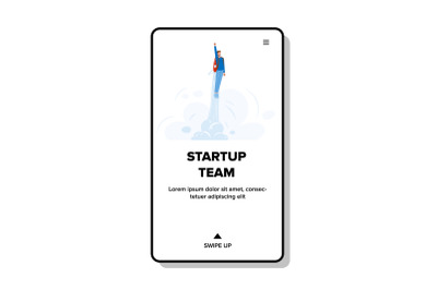 Startup Team Business Fly Man With Jet Pack Vector