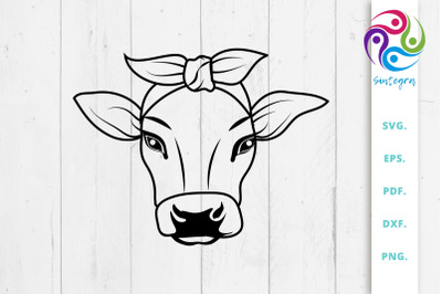 Cow With Bandana Svg Cut File