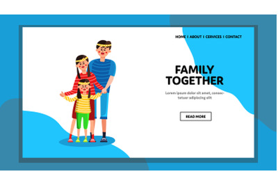 Family Together Standing And Holding Hands Vector