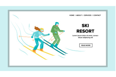 Ski Resort Extreme Sport Seasonal Vacation Vector