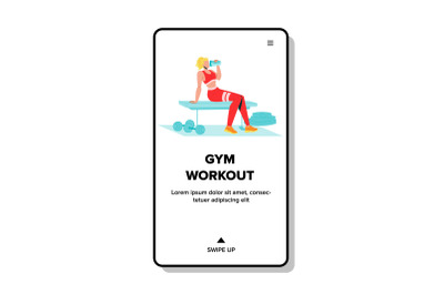 Gym Workout With Fit Sportive Equipment Vector