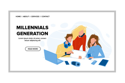 Millennial Generation Using Modern Gadgets Vector Illustration