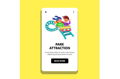 Park Attraction Children Ride Rollercoaster Vector Illustration