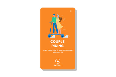 Couple Riding On City Electrical Scooter Vector