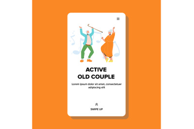 Active Old Couple Dancing Dance Funny Time Vector