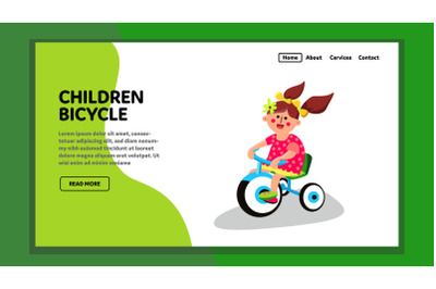 Children Bicycle Tricycle Ride Little Girl Vector