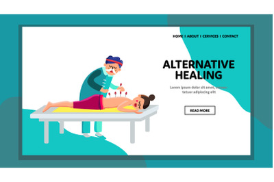 Alternative Healing Acupuncture Therapy Vector Flat Illustration