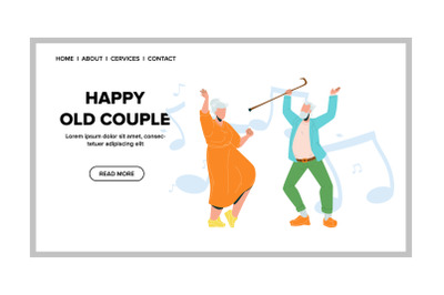 Happy Old Couple Dancing Celebrative Time Vector