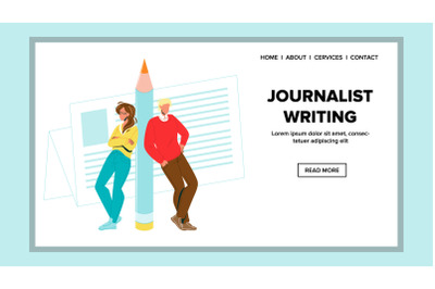 Journalist Writing Notes Newspaper Article Vector Illustration