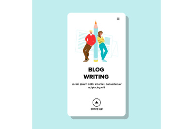 Blog Writing Bloggers Young Man And Woman Vector